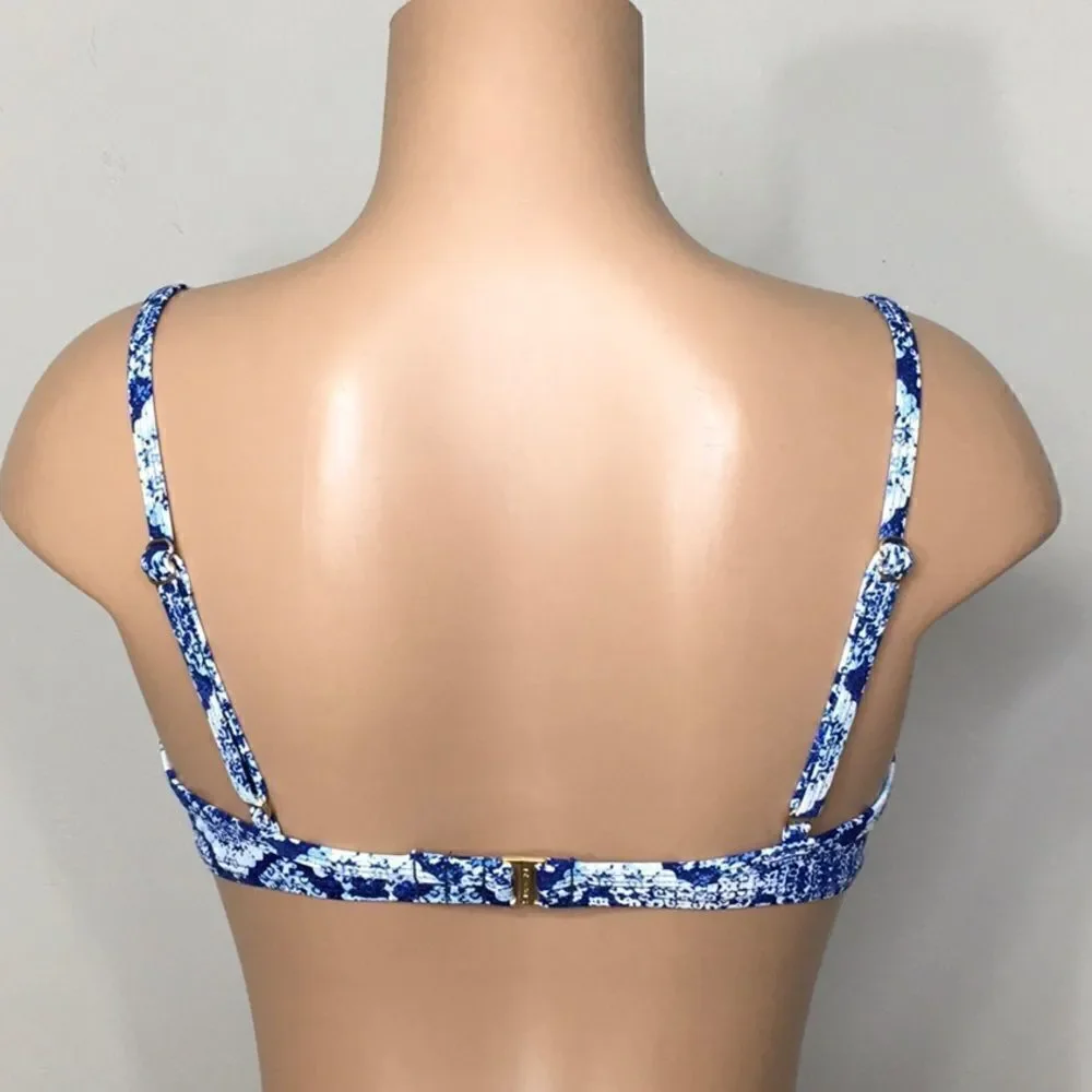 New. Lauren Ralph Lauren blue tile bikini top. New.